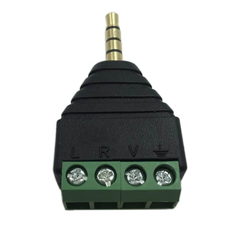 3.5mm 4 Pole Stereo TRRS Audio Video Male to 4 Screw Terminal Female Headphone Replacement Solderless Balum Converter Adapter (2-Pack)