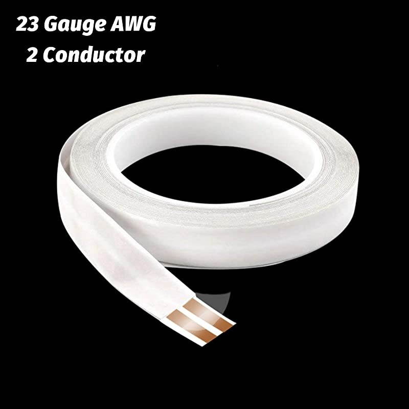 Super Flat Speaker WiresCablesSelf Adhesive Speaker Cables 2 Pure Copper Conductors DIY Audio Cable23 Gauge AWG 063 inch wide x 25 ft long With 2 Connectors