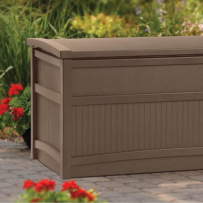 Suncast 50 Gallon Capacity Resin Outdoor Patio Storage Deck Box, Mocha Brown