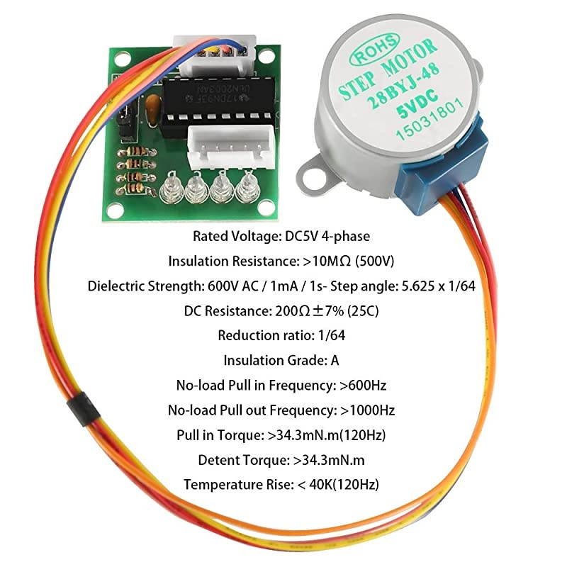 5PCS 28BYJ48 ULN2003 5V Stepper Motor + ULN2003 Driver Board for Arduino + 20 PCS Male to Female Jumper Wire Cable