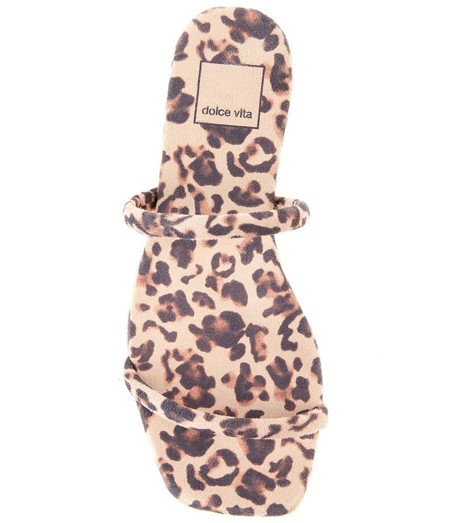 Dolce Vita Lester Leopard Print Banded Flat Square Toe Slide Sandals