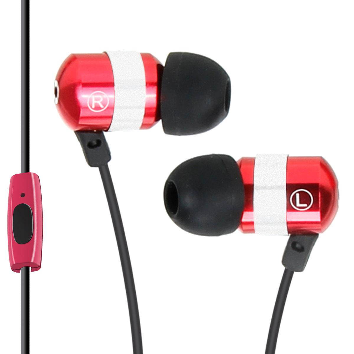 GOgroove audiOHM HF Ergonomic Earbuds Earphones w/ Hands-Free Microphone & Deep Bass ( Royal Red ) for Smartphones , Tablets , MP3 Players & More!