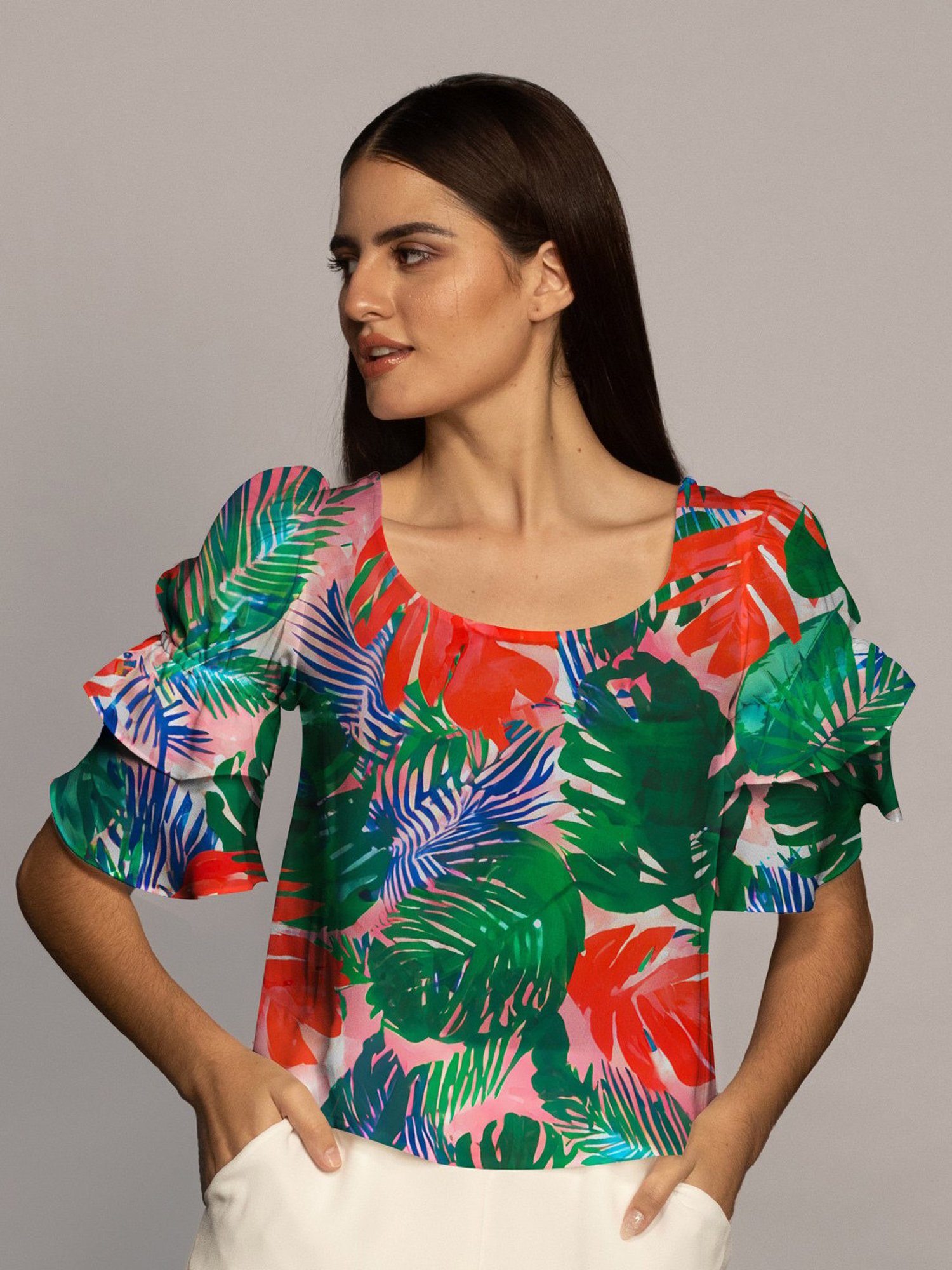 Zink London Multicolor Floral Print Top
