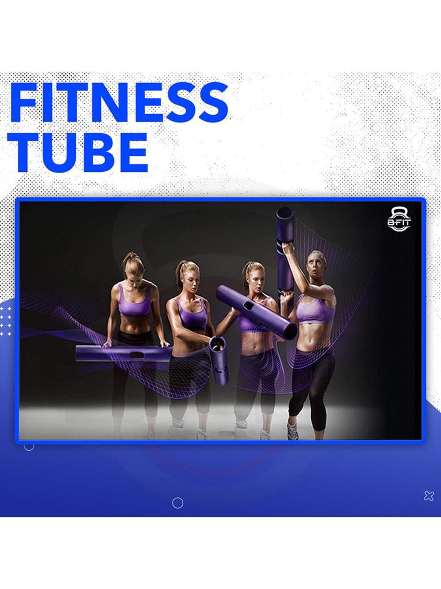 B Fit 12 kg ViPR Fitness Tube Functional Training Rubber VIPR Weight Bar (Navy)