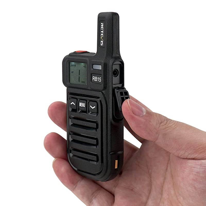 RB15 Vibration Walkie Talkies Rechargeable Adults 22 Channel Mini 2 Way Radio VOX Hands Free Emergency Alarm3 Pack