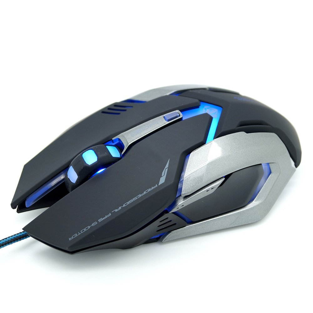 E-3LUE Gaming Mouse with Adjustable DPI,LED USB Optical Ergonomic Wired Computer Mice for Gamer,PC,Mac,Laptop,Macbook,Black