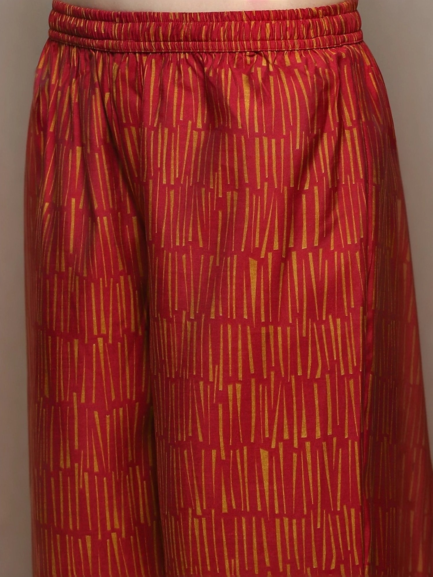 Biba Maroon Embroidered Kurta & Palazzo Set With Dupatta