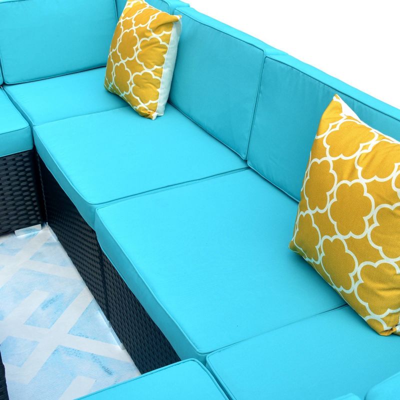 7pc Rattan Wicker Patio Sectional Sofa Set with Cushions & Pillows - Art Leon