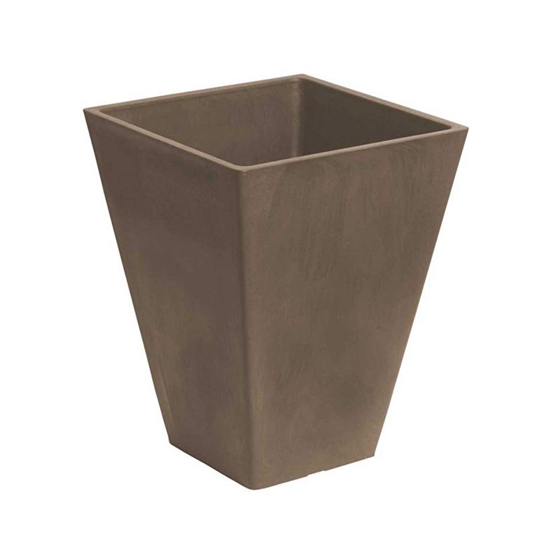 Algreen Valencia All-Natural Decorative Inside/Outside Square Planter Pot with Convenient Water Tray, Taupe