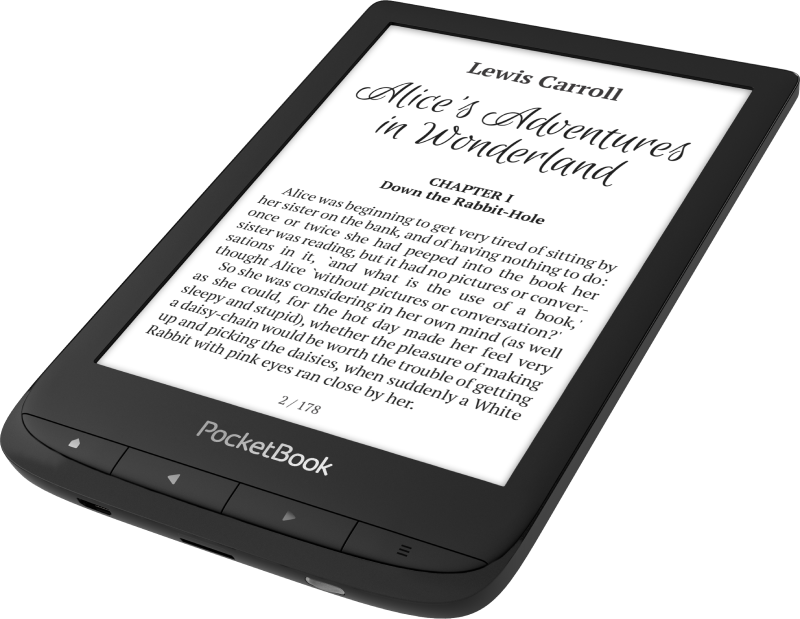 PocketBook Touch Lux 5 (Black). Display: 6" E Ink Carta&trade;; Dual Core (2&times;1 GHz); RAM: 512 MB; Flash memory: 8 GB; Wi-Fi; SMARTlight; Touchscreen; Battery: 1500 mAh (Li-Ion Polymer).