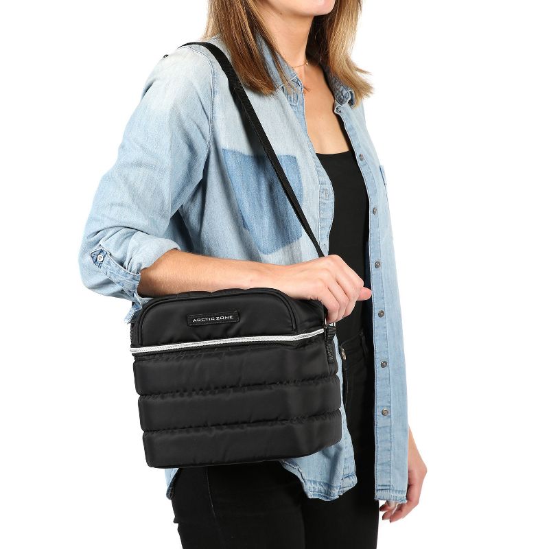 Arctic Zone Crossbody Quilted Lunch Bag - Black