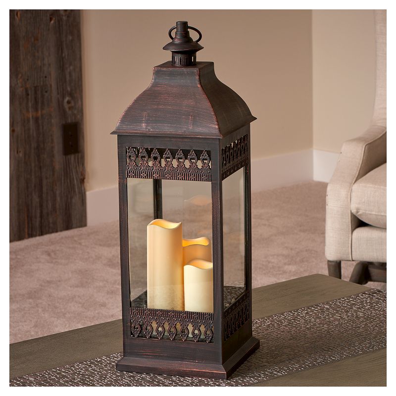 Smart Living San Nicola 28" Triple LED Candle - Brown