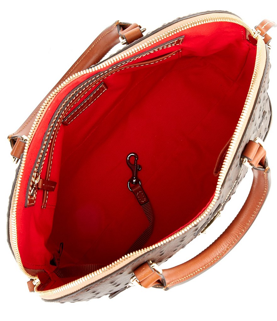 Dooney & Bourke Ostrich Collection Domed Zip Satchel Bag
