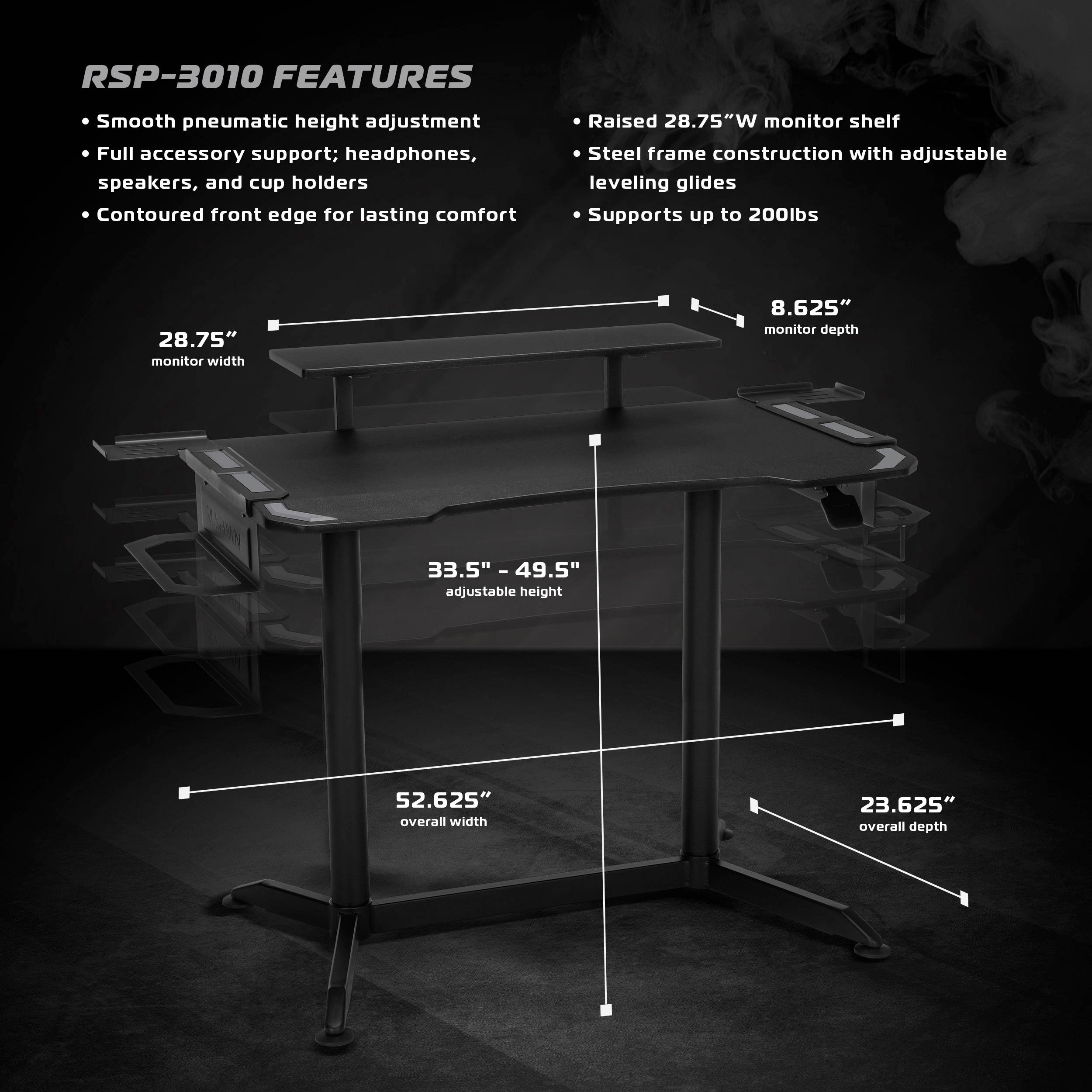 RESPAWN 3010 Gaming Computer Desk - Ergonomic Height Adjustable Gaming Desk, in Gray (RSP-3010-GRY)