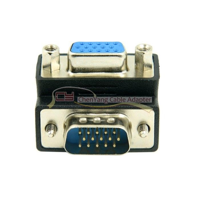 2pcs Down Right Angled 90 D VGA SVGA Male To VGA 15Pin Female Monitor Adapter