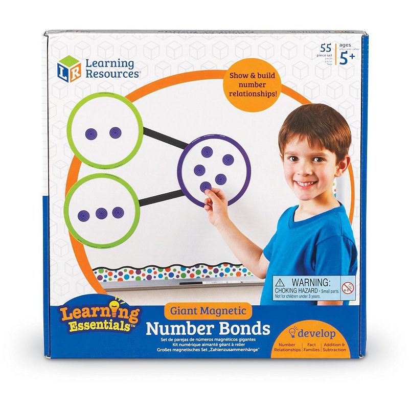 Learning Resources Giant Magnetic Number Bonds, Sticks to Whiteboard, 55 Pieces, Grades K+
