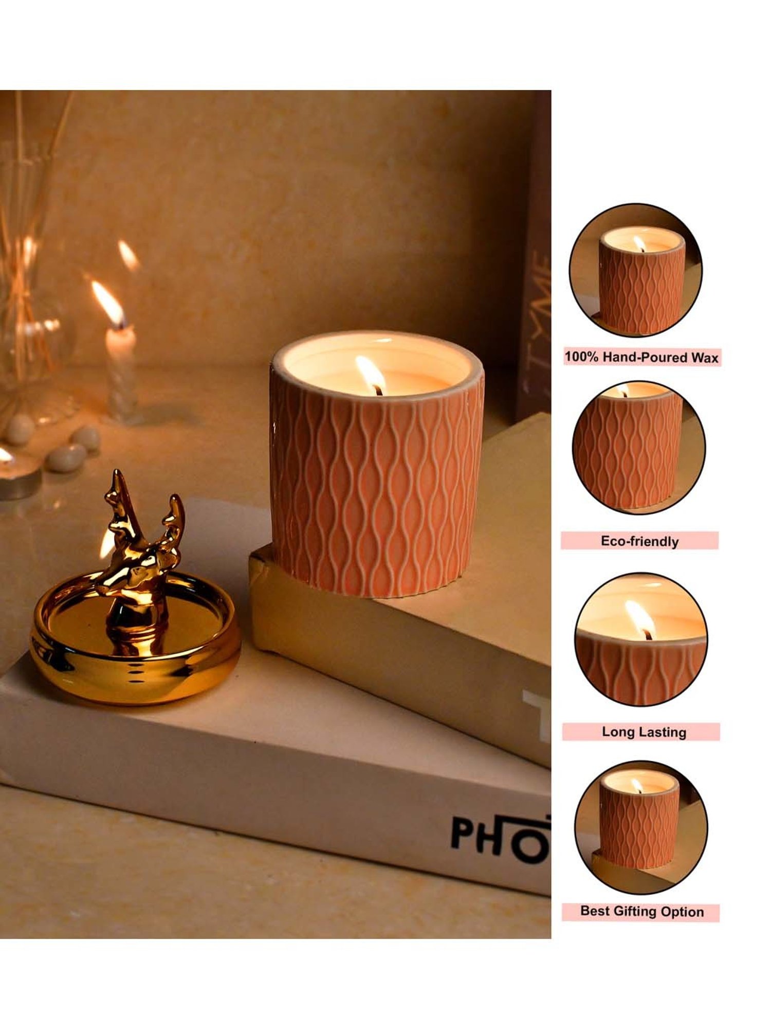 Lidded Glass Jar Crackling Wooden Wick Teak and Moss Candle - Nature's Wick