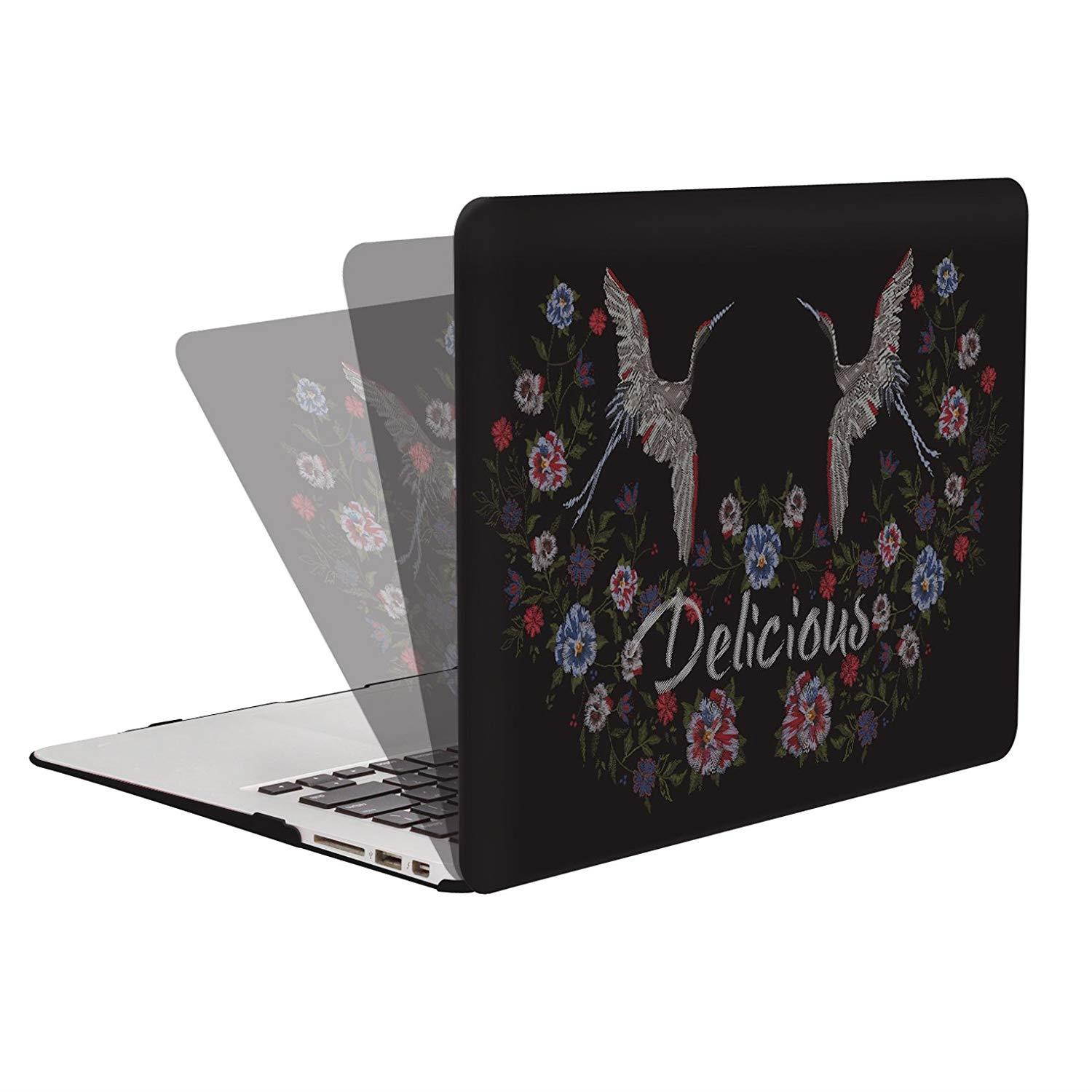 DWON MacBook Air 13 inch Case with Keyboard Cover and Dust Plug for Apple MacBook Air 13 inch Sleeve Model A1369 and A1466 - Double Crane