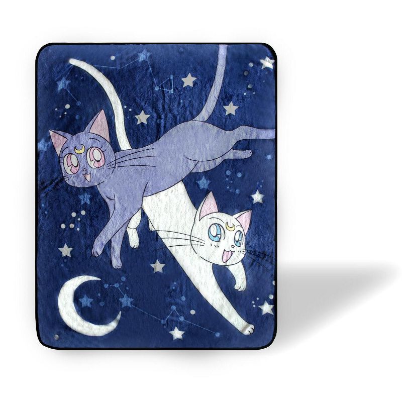 Just Funky Sailor Moon Luna And Artemis Large Fleece Throw Blanket | 60 x 45 Inches