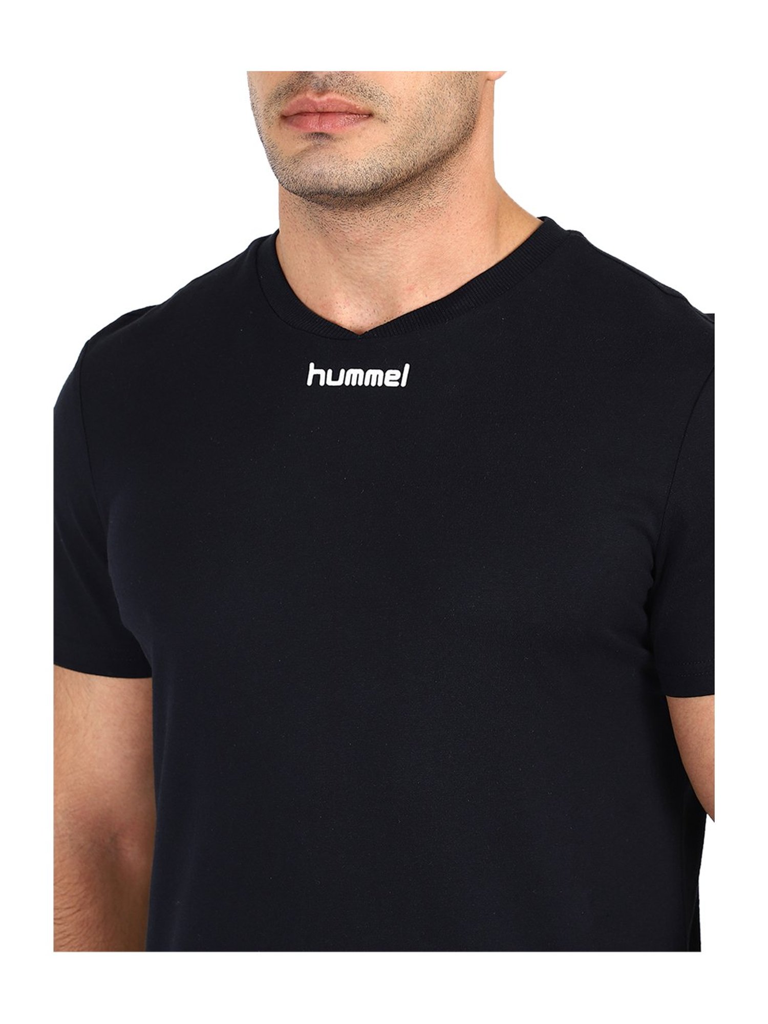 Hummel Black Round Neck Cotton T-Shirt