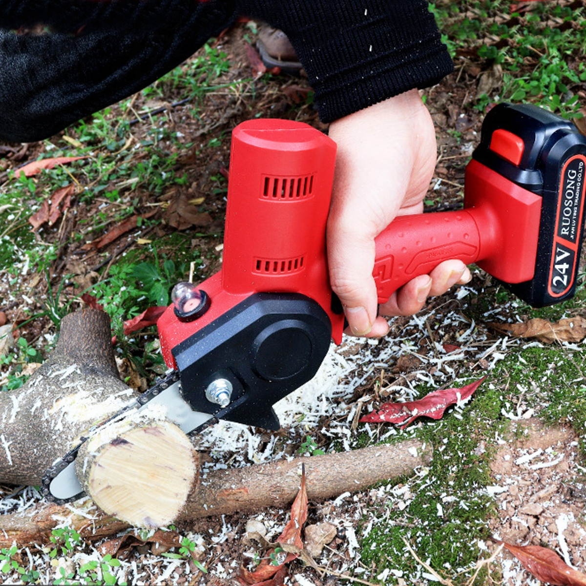 24V 4inch 550W Electric Chain Saw Portable Woodworking Cutting Tool W/ 1pc Battery-US Plug