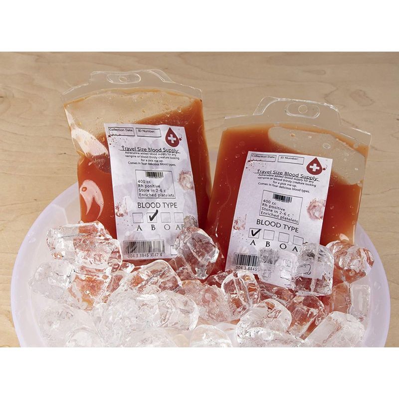 Blue Panda 15 Pack Reusable Blood Bag Drink Container, with Stickers & Syringe, Halloween Party Supplies 12 oz