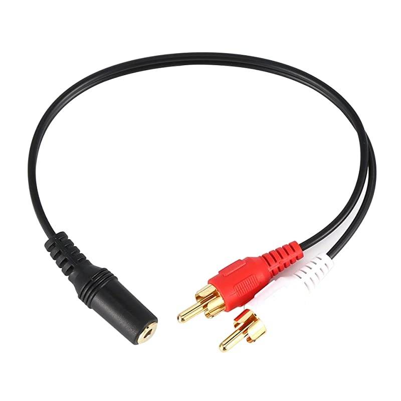 35mm Stereo Audio Female Jack to 2 RCA Male Socket Cable 22cm 2 Pack