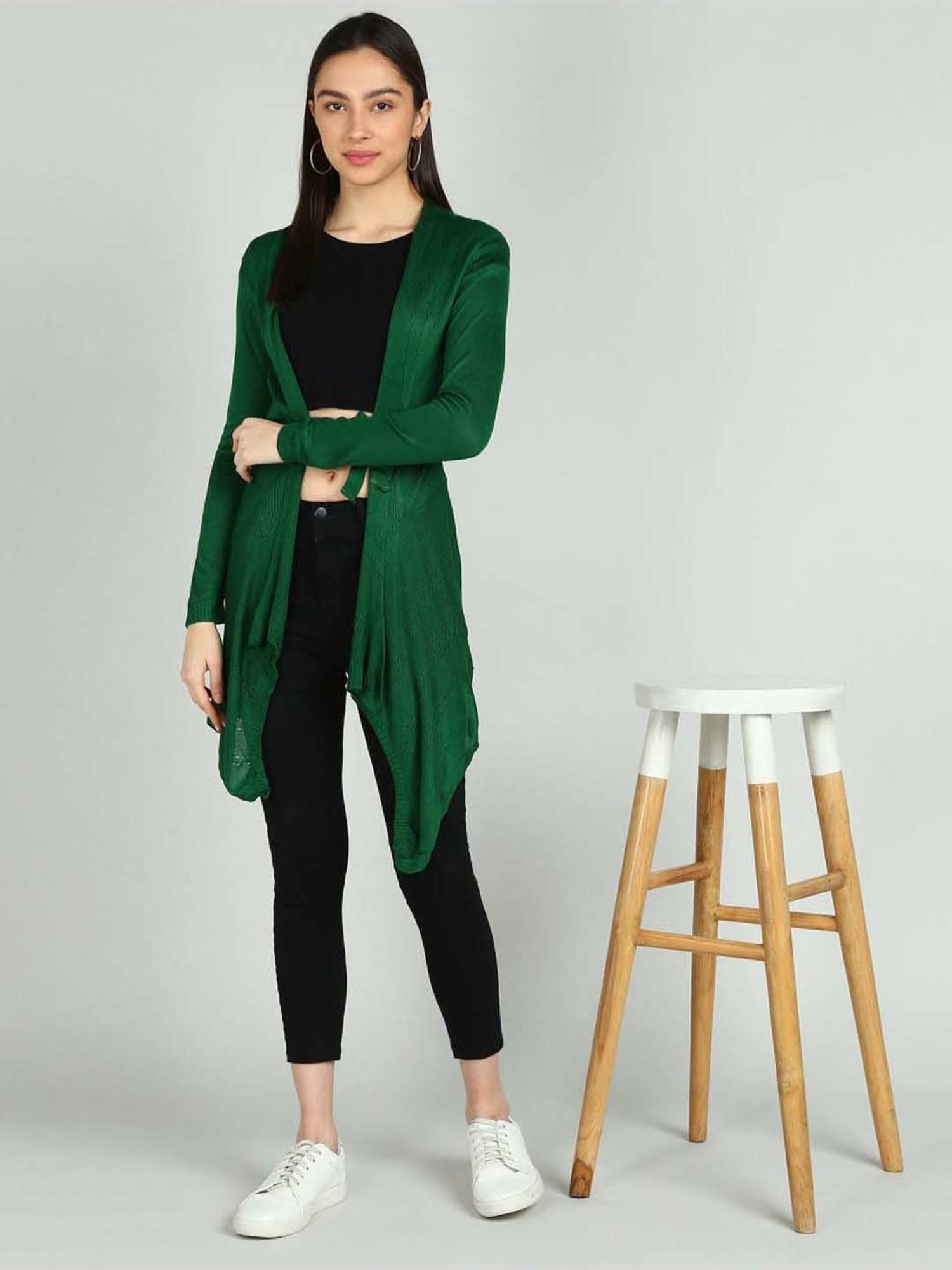 NEUDIS Green Self Pattern Long Shrug