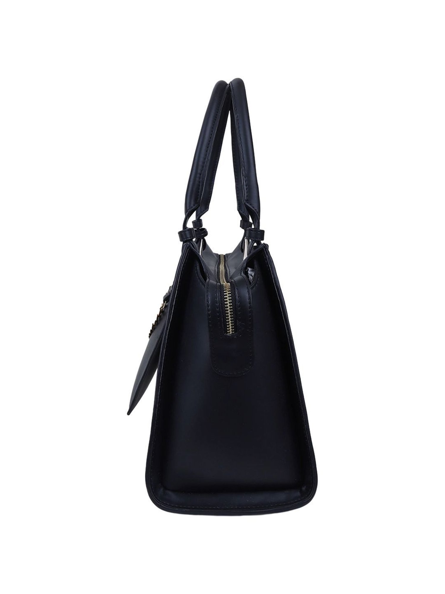 Carlton London Black & Beige Solid Medium Shoulder Handbag