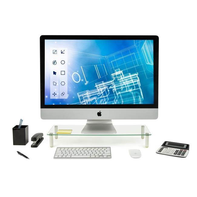 Mount-It! Glass Desktop Monitor Stand Riser | 22 Inches Wide Clear Tempered Glass