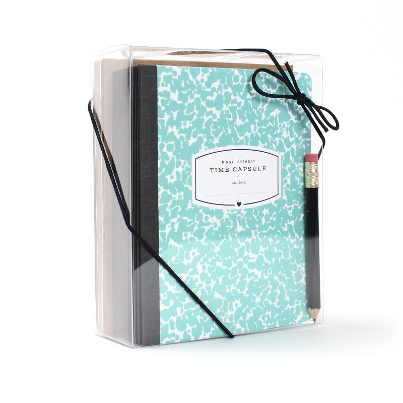 First Birthday Time Capsule Card Teal - Inklings Paperie