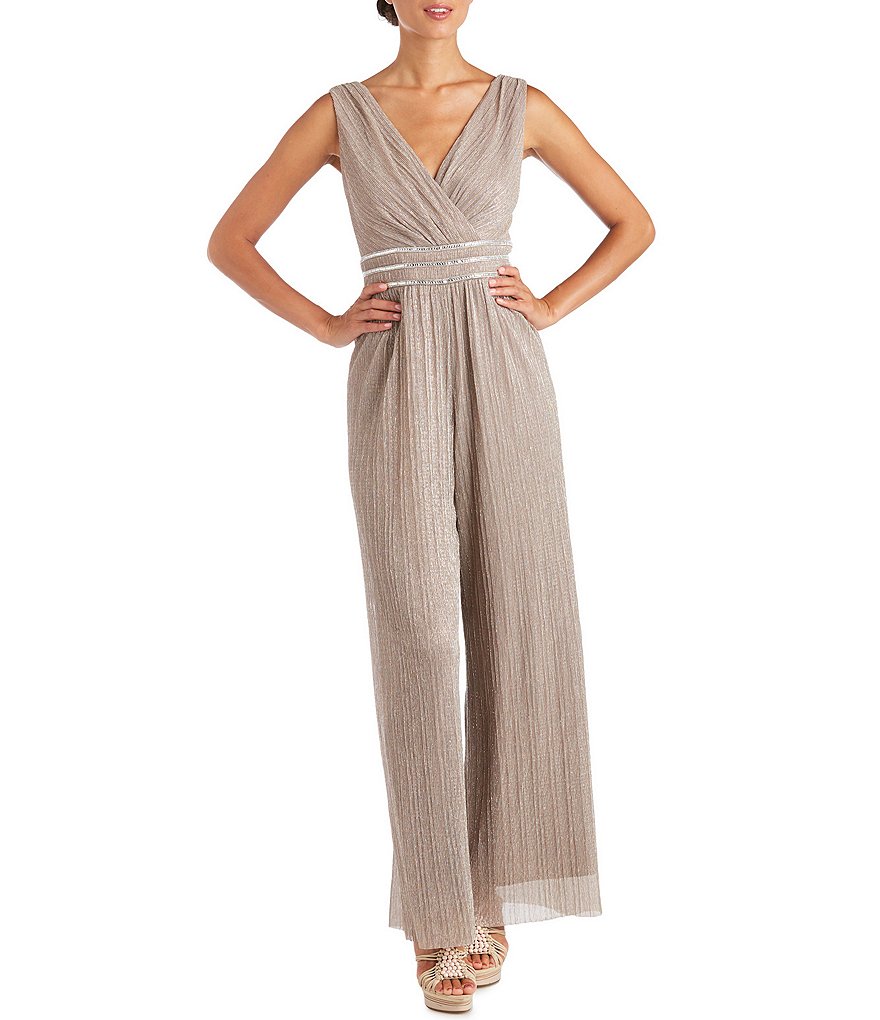 Ignite Evenings Foil Trim Asymmetric Cape Jumpsuit