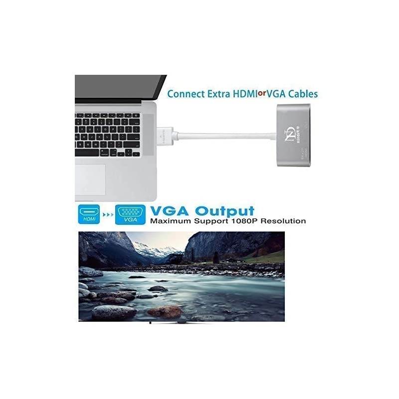 HDMI Adapter, Multiport HDMI to VGA HDMI with Audio 3 in 1 Video Converter Support 4K 3840x2160 Resolution for Laptop, Monitor, Projector Gray