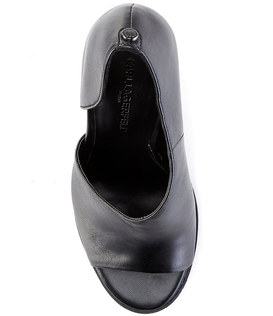 KARL LAGERFELD PARIS Brette Leather Peep-Toe d'Orsay Heels