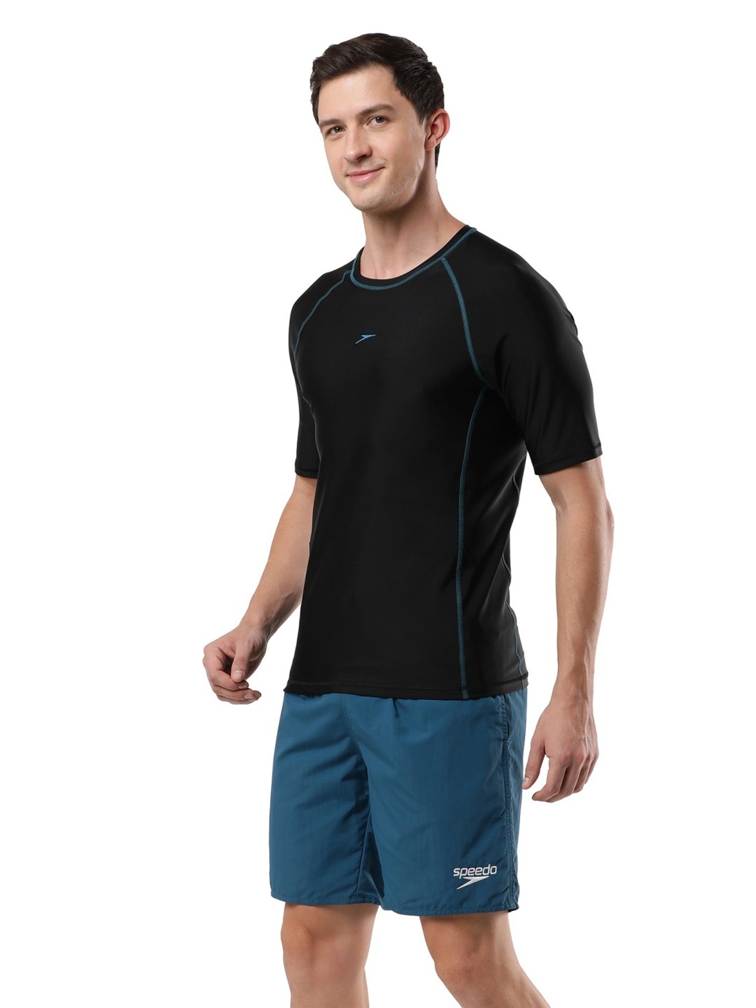 Speedo Black Regular Fit Sports T-Shirt