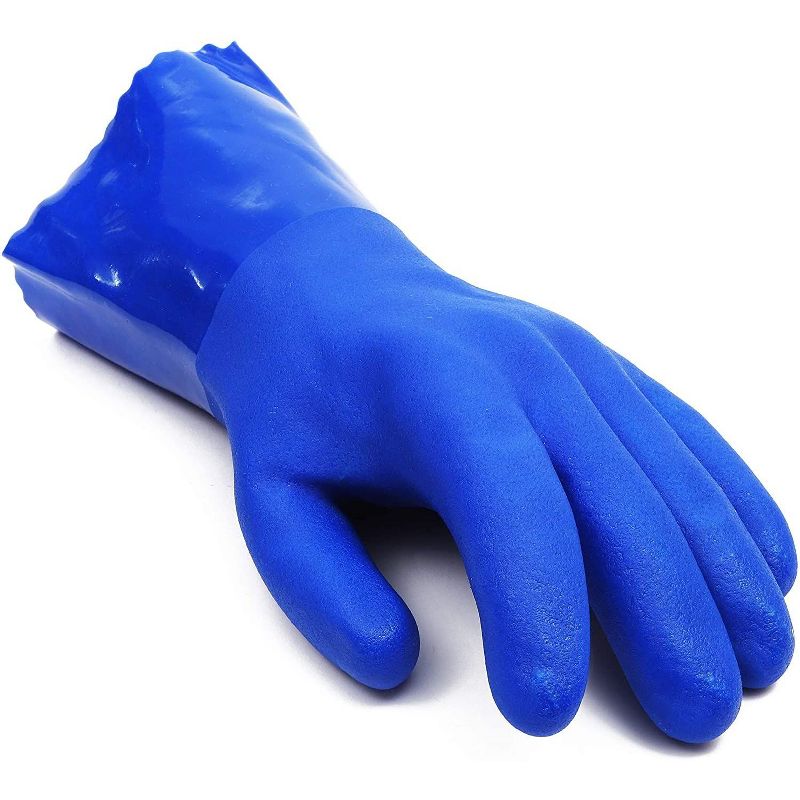 Juvale 2-Pair Reusable Blue Rubber Household Cleaning Gloves, Cotton Lined Dishwashing Kitchen Gloves (XX-Large)