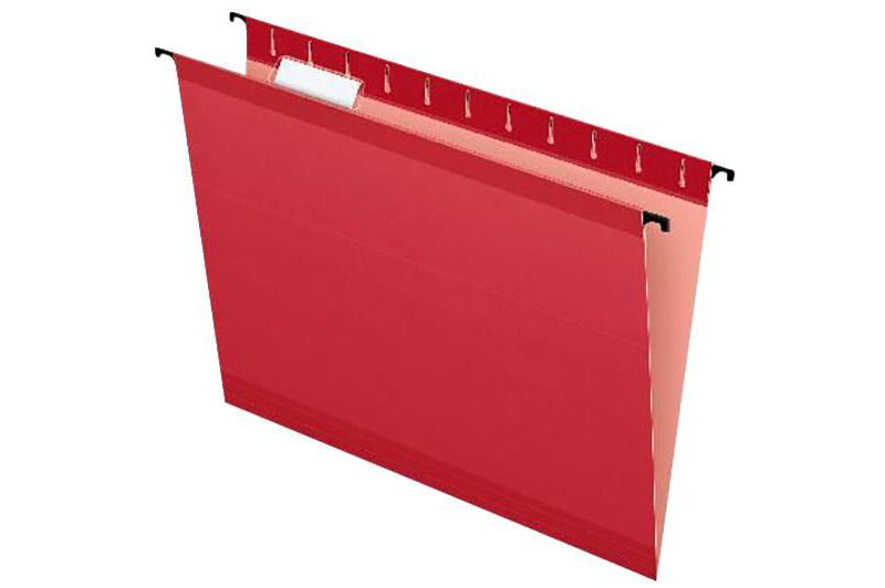 Pendaflex SureHook Polylaminate 1/5 Cut Hanging File Folder, Letter, Red, pk of 20