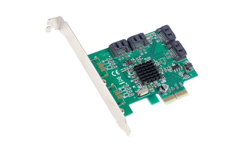 SYBA Multimedia SATA III 4-port PCI-e Version 2.0, x2 Slot Controller Card - Serial ATA/600 - PCI Express 2.0 - Plug-in Card - 4 Total SATA Port(s)