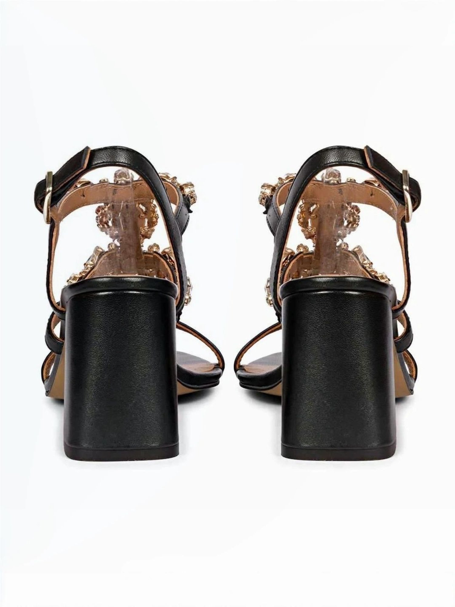 Saint G Women's Adorned Black Ankle Strap Sandals