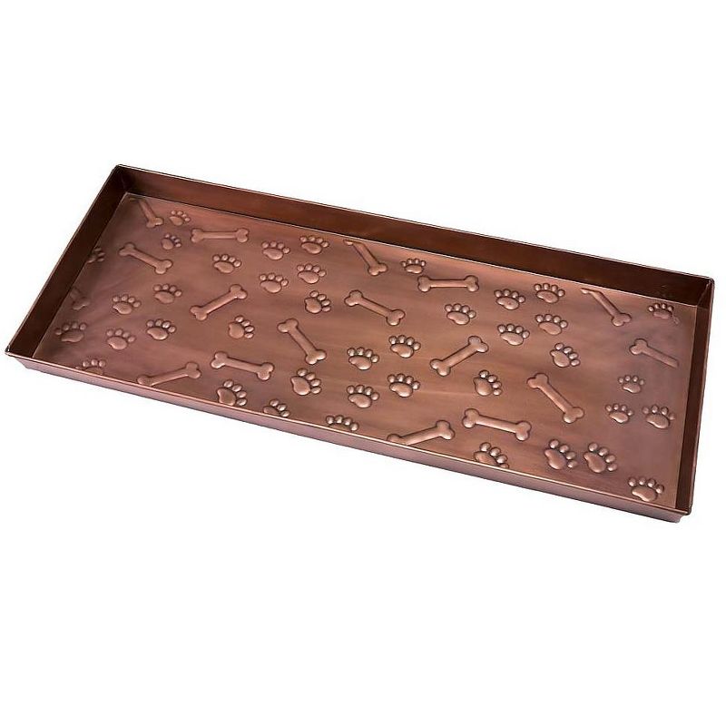 Plow & Hearth - Embossed Metal Boot Tray with Dog Paws and Bones Design