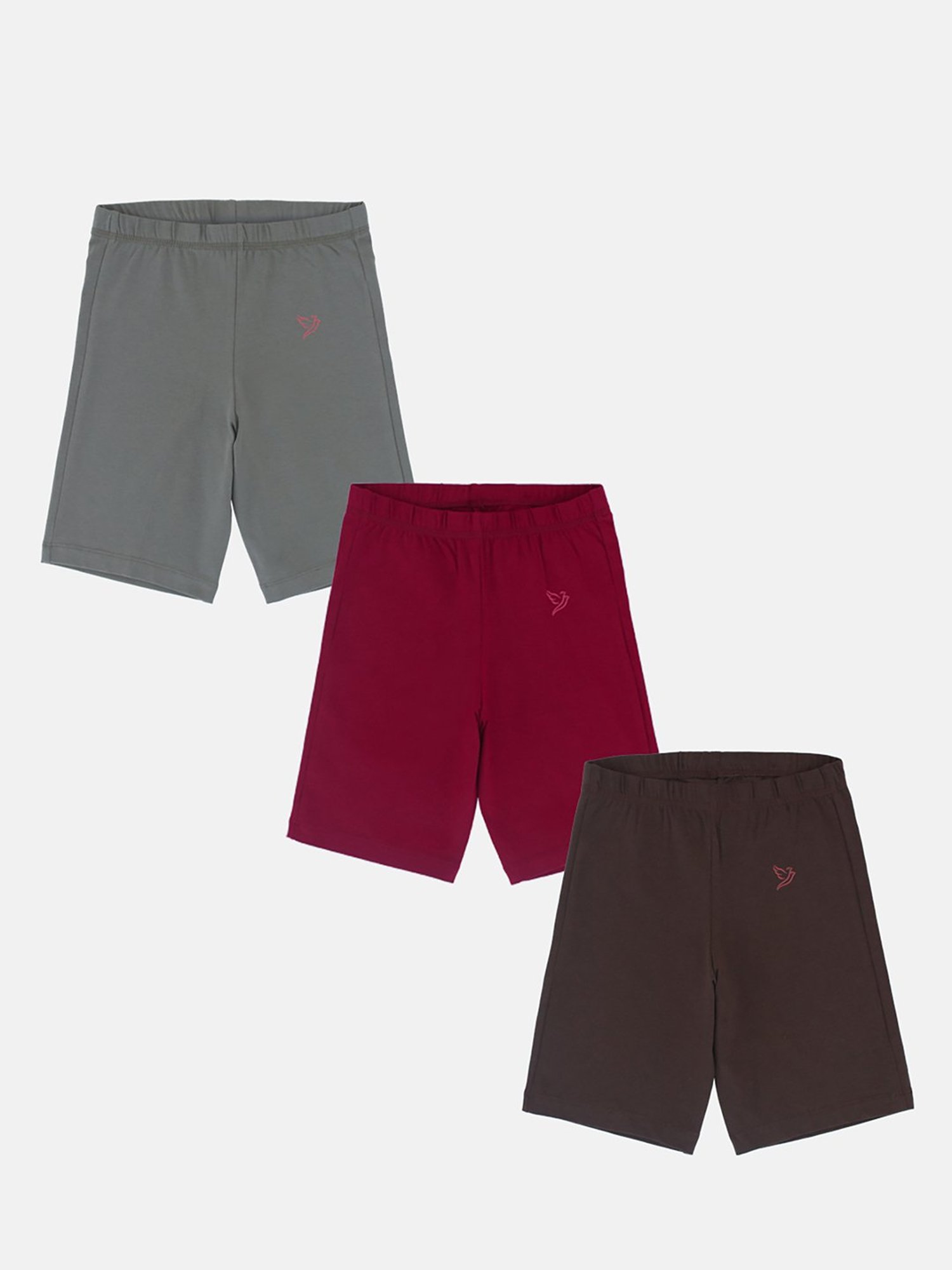 TWIN BIRDS Kids Grey&iquest;Solid Shorts (Pack Of 3)