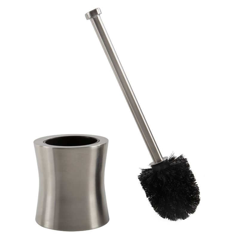 Hour Glass Shaped Stainless Steel Toilet Brush and Holder Silver - Bath Bliss
