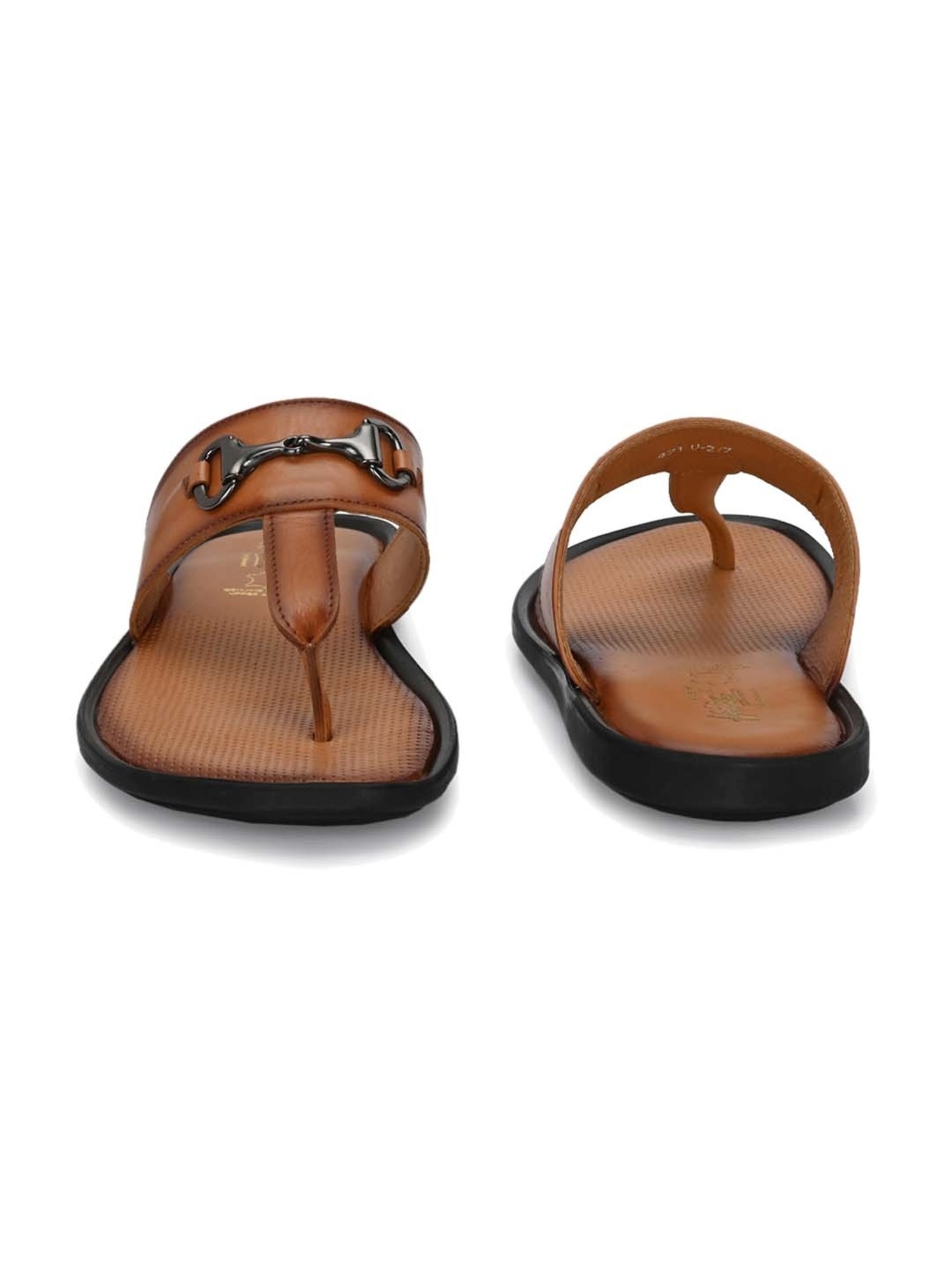 Hitz Men's Tan T-Strap Sandals