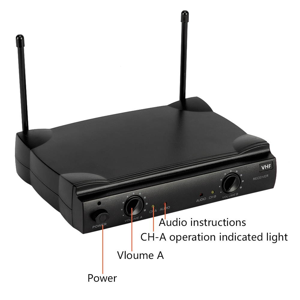 PGX-58 VHF Wireless Microphone System Dual Handheld 2 x Mic Cordless Receiver Black