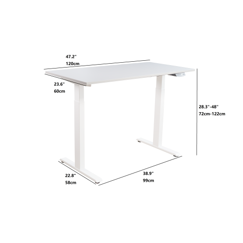 Electric Gaming Computer Desk Home Office Desk Height Adjustable Standing Desk With Dual German OKIN Motor White 47.2"Lx23.6"Wx28.3''-48''H