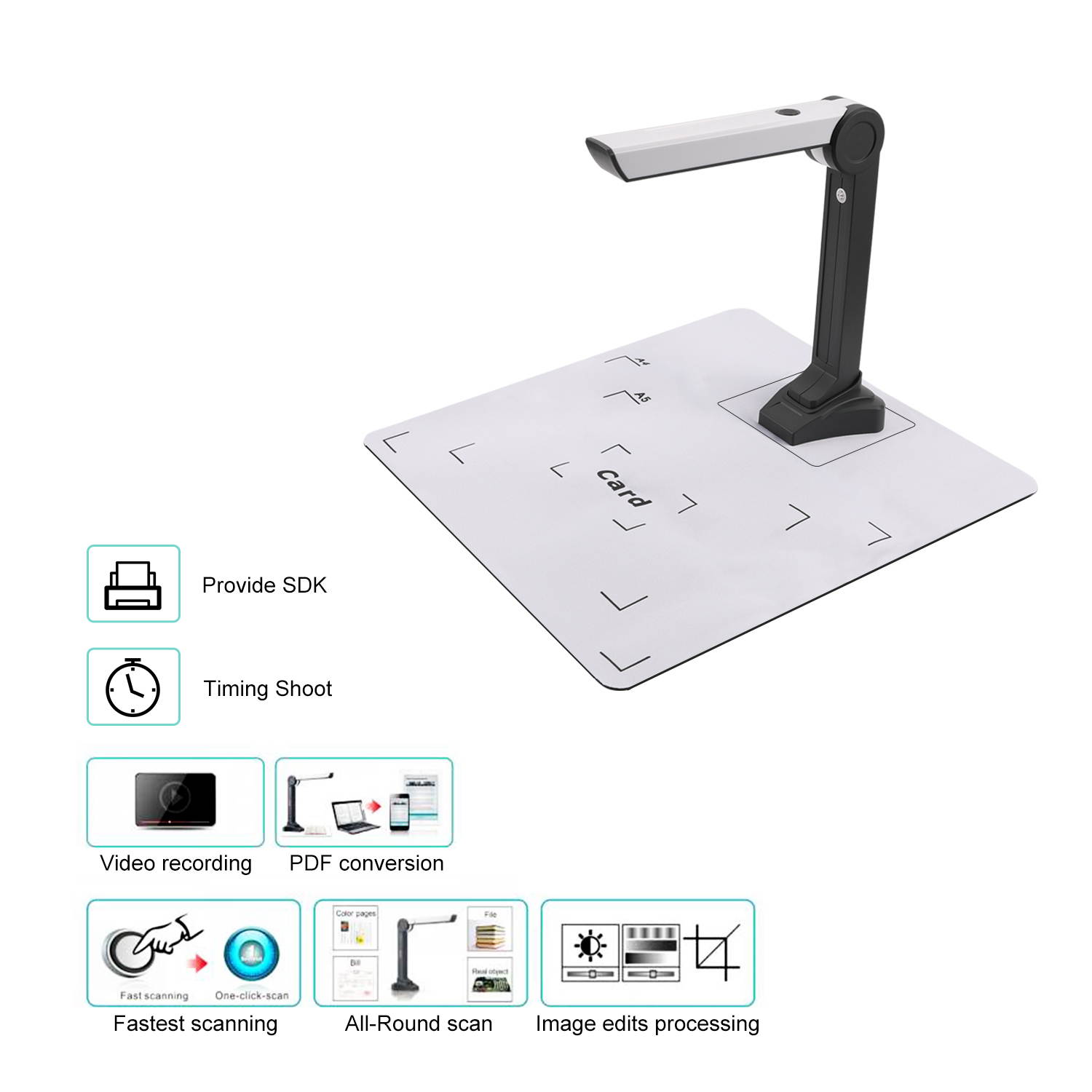 eloam Mini Document Camera Scanner S200L,OCR,USB Time Shooting,Video Recording for Office Teaching Education Presentation Solution