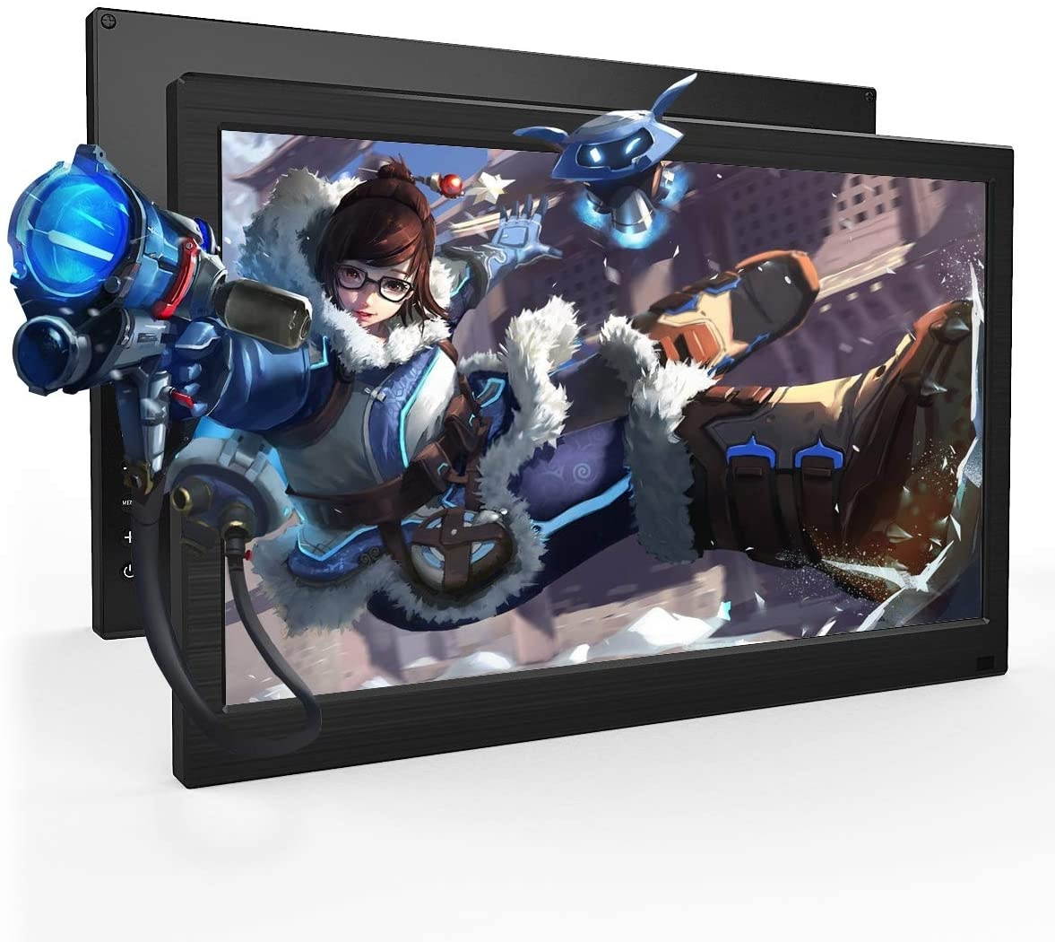 13.3 Inch HD Portable Monitor Display with 1366x768 Resolution Travel Monitor Screen for Laptop PC PS4 Xbox, VGA HDMI Audio Input, VESA Supported