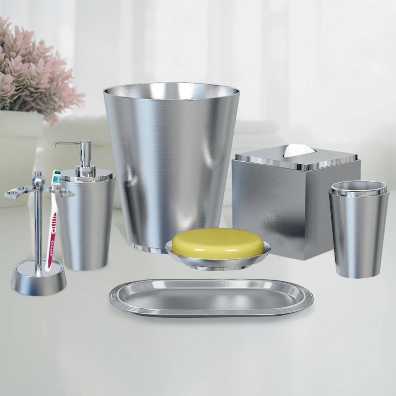 7pc Kingston Bath Accessory Set for Vanity Counter Tops Brushed Nickel - Nu Steel
