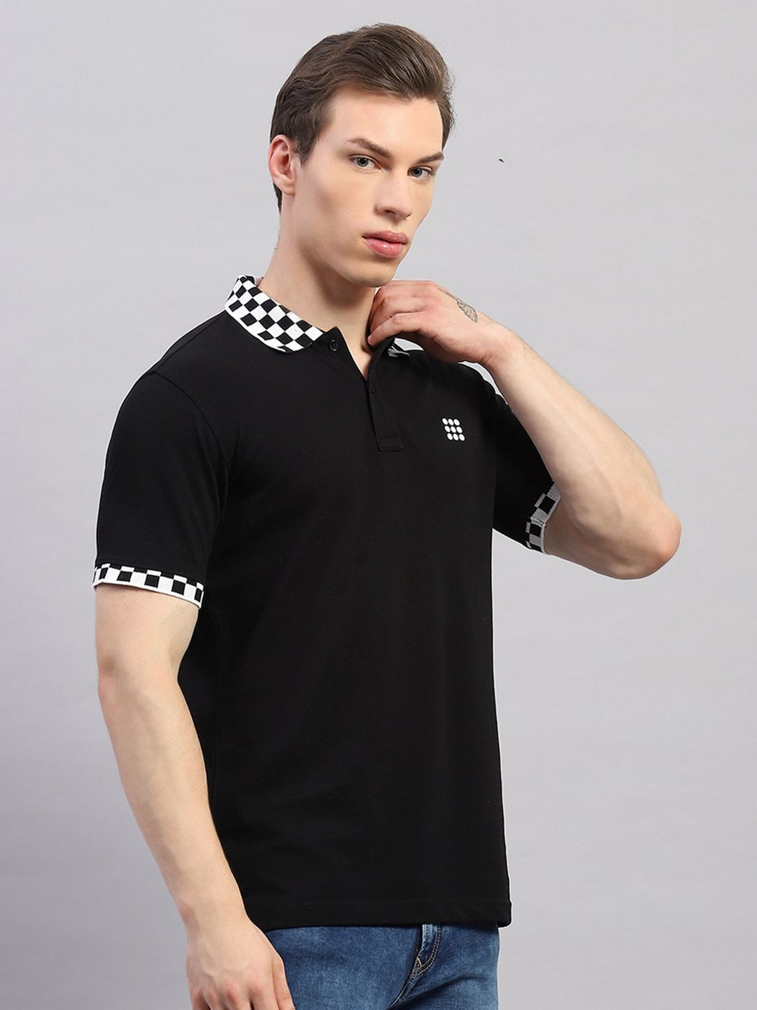 Rock.It Black Cotton Regular Fit Polo T-Shirt