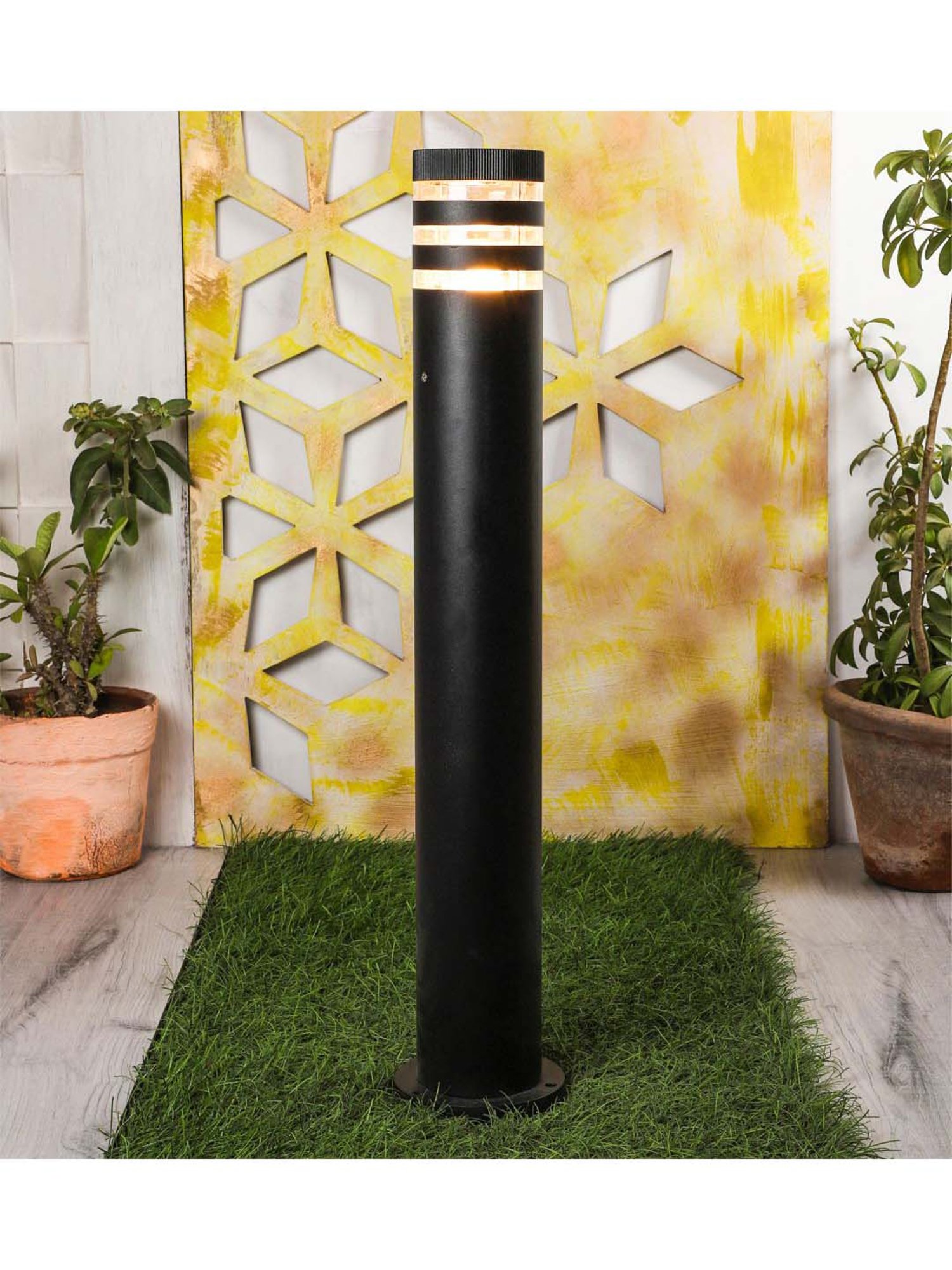 Pure Home and Living Grey Glass Trophy Shaped Table Lamp Stand